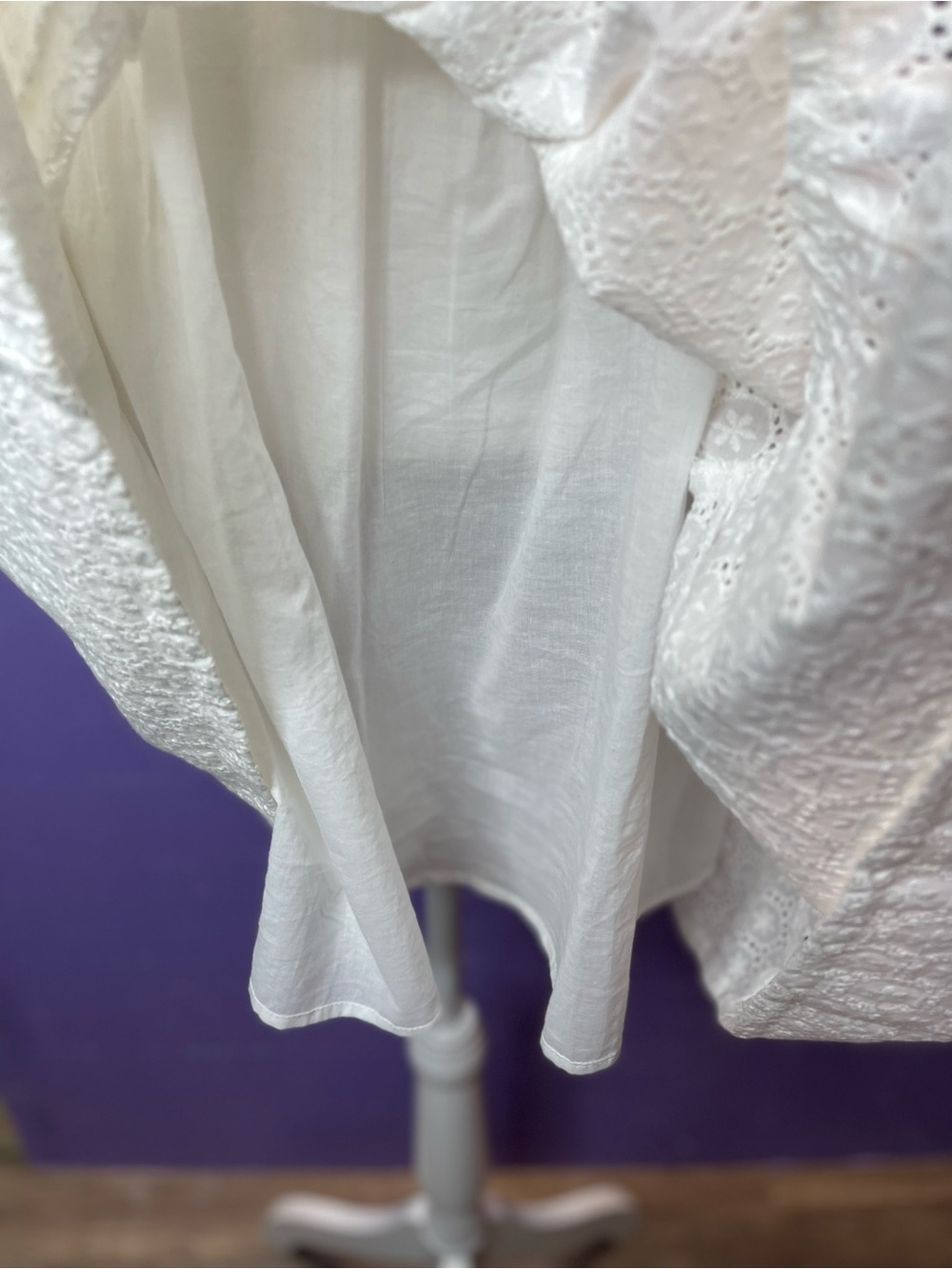 NWT Boho White Eyelet Babydoll Dress Flutter Sleeves Cottagecore Beach XSmall - Picture 9 of 14